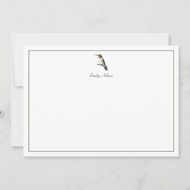 Anpassningsbar Ruby-throated Hummingbird Note Card Anteckningskort (Framsida)