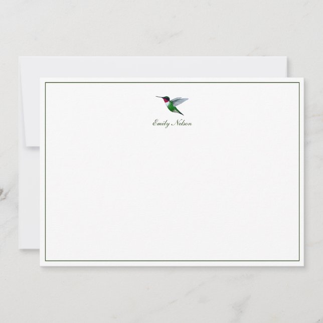 Anpassningsbar Ruby-throated Hummingbird Note Card Anteckningskort (Framsida)