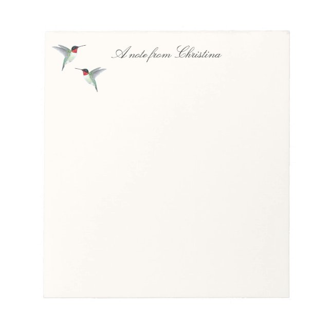 Anpassningsbar Ruby-throated Hummingbird Notes Anteckningsblock (Framsida)