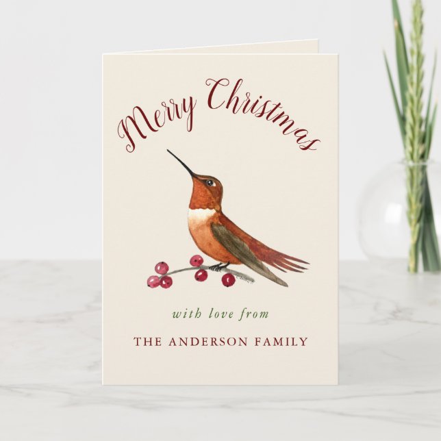 Anpassningsbar Rufous Hummingbird Helgdag Card Helgkort (Framsida)
