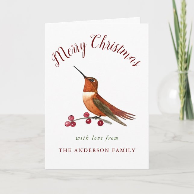 Anpassningsbar Rufous Hummingbird Helgdag Card Helgkort (Framsida)