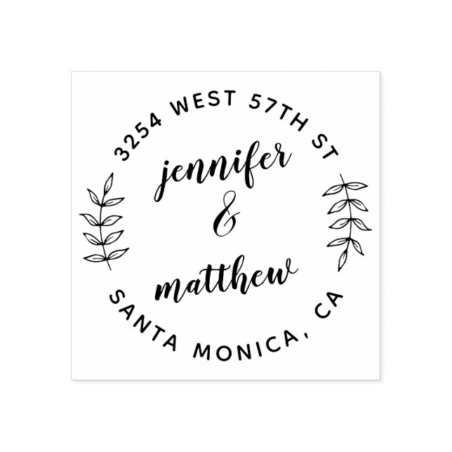 Anpassningsbar runda Bröllop Botaniska Returadress Stämpel (Tryck)