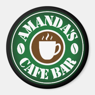 Anpassningsbar runda cafe pub logotyp magnet för k