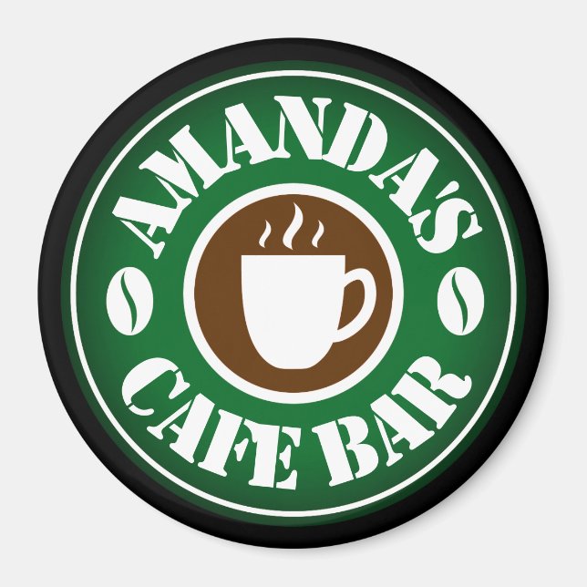 Anpassningsbar runda cafe pub logotyp magnet för k (Framsidan)