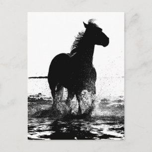 Anpassningsbar Running Horse Modern Black & White Vykort