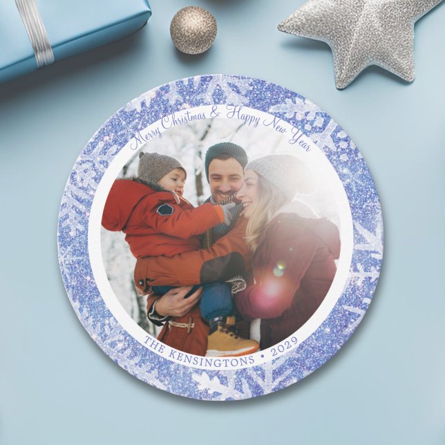 Anpassningsbar runt julkort med foto (Custom Round Christmas Card with Photo)