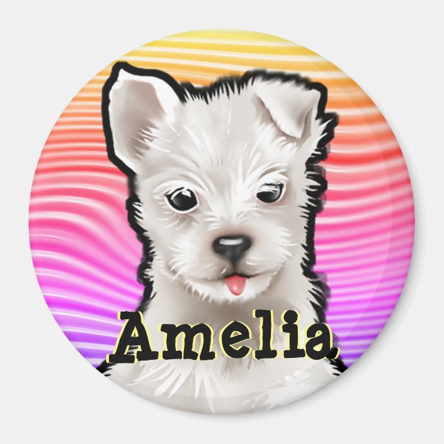 Anpassningsbar runt regnbågsvalpar med magnet. magnet (Framsidan)