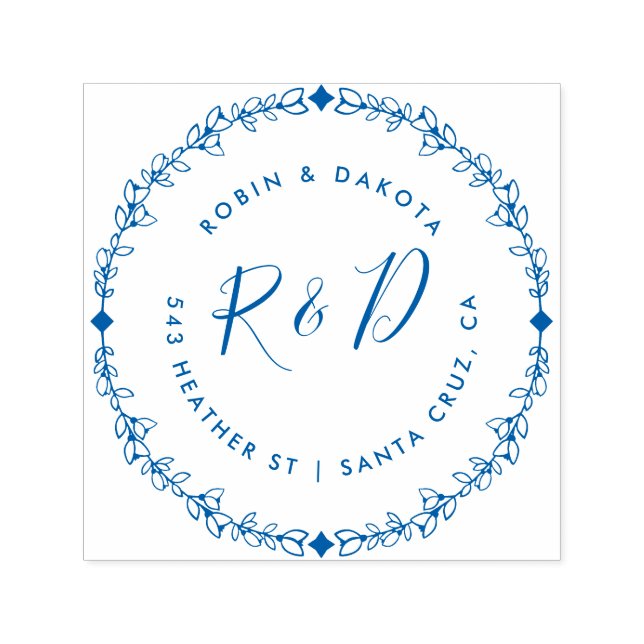 Anpassningsbar Rustic Bröllop Initialer Returadres Självfärgande Stämpel (Design)