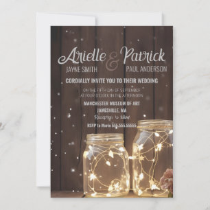 Anpassningsbar Rustic Bröllop Wood Barn Lighting M Inbjudningar