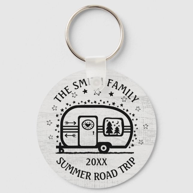 Anpassningsbar Rustic Camping Camper Trailer Rv Li Nyckelring (Framsida)