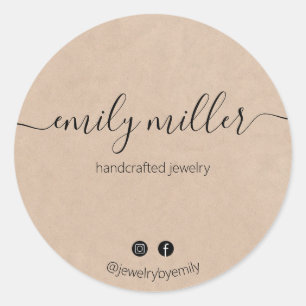 Anpassningsbar Rustic Elegant Calligraphy-skript Runt Klistermärke
