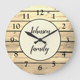 Anpassningsbar Rustic Elegant Light Wood Family Na Stor Klocka