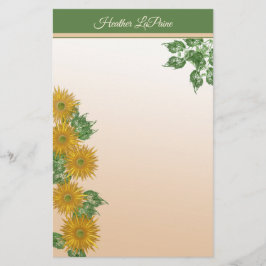 Anpassningsbar Rustic Golden Blommigt Lövs Art Grä Brevpapper