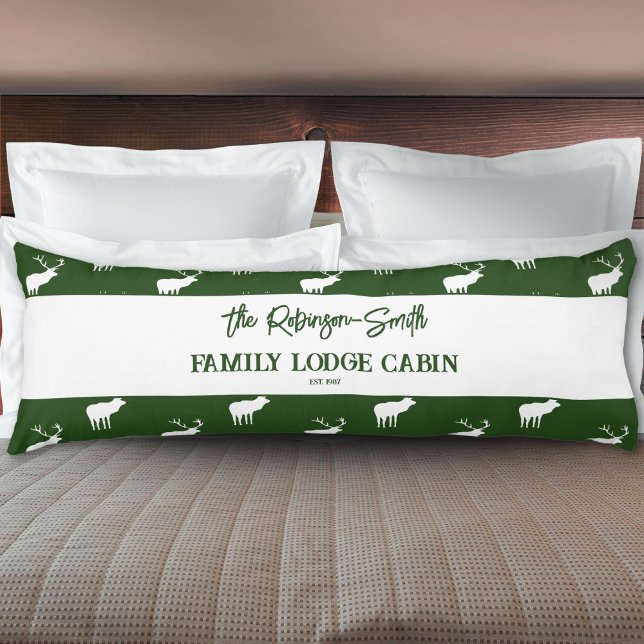 Anpassningsbar Rustic Grönt White Elk Silhouette Kroppskudde (Skapare uppladdad)