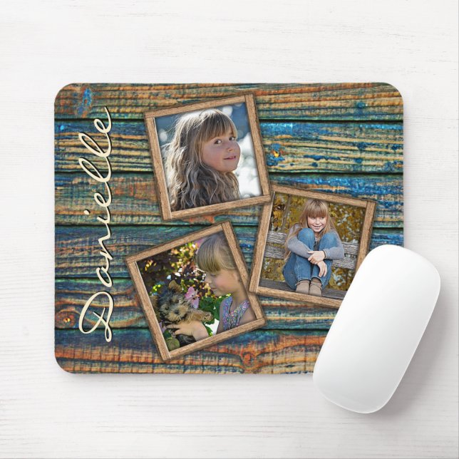 Anpassningsbar Rustic Land Farmhouse Woodgrain Mön Musmatta (Med mus)