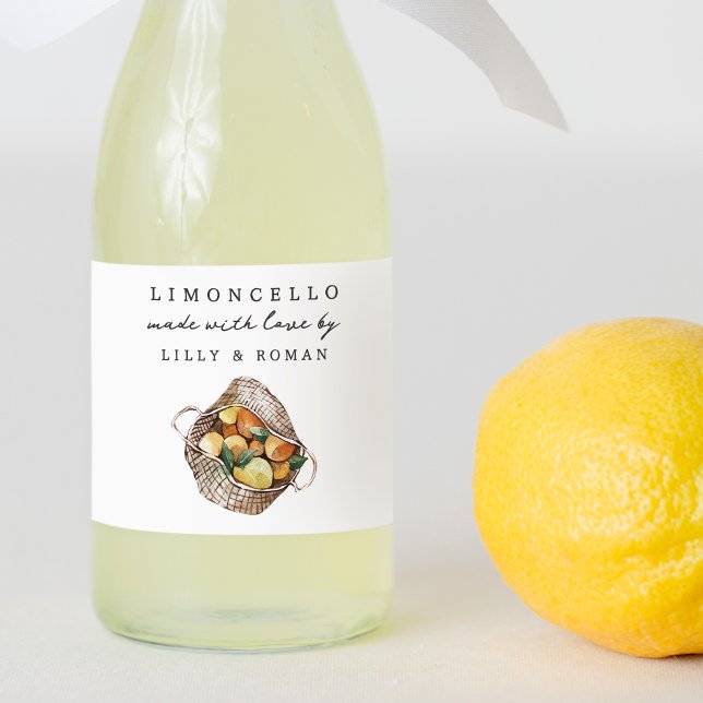 Anpassningsbar Rustic Lemons Limoncello-etikett Mat Etiketter (Skapare uppladdad)