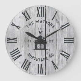 Anpassningsbar Rustic Modern Farmhouse Family Namn Stor Klocka