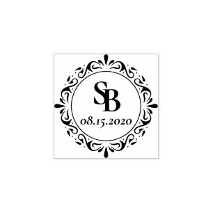 Anpassningsbar Rustic Monogram Bröllop Stämpel