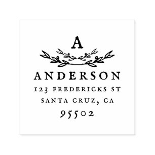 Anpassningsbar Rustic Monogram Efternamn Returadre Självfärgande Stämpel