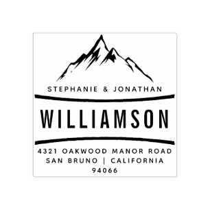 Anpassningsbar Rustic Mountain Äventyr Returadress Stämpel