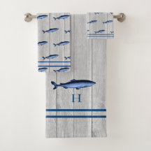 Anpassningsbar Rustic Nautical Shark Blue Grått Wo