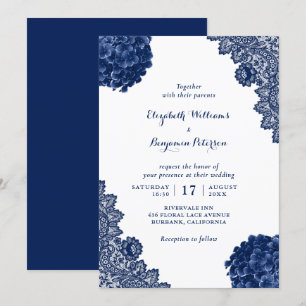 Anpassningsbar Rustic Navy Blue Hydrangea Blommigt Inbjudningar