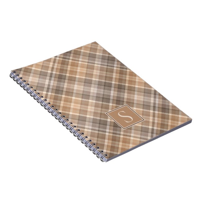 Anpassningsbar Rustic Neutralt Rand Play Gingham M Anteckningsbok (Högra Sidan)