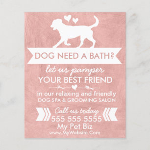 Anpassningsbar Rustic Rosa Hund Grooming Salon Fly Flygblad
