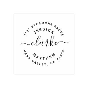 Anpassningsbar Rustic Script Bröllop Returadress Stämpel