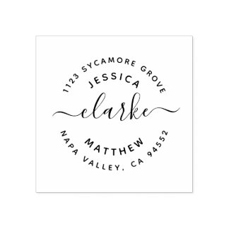 Anpassningsbar Rustic Script Bröllop Returadress Stämpel