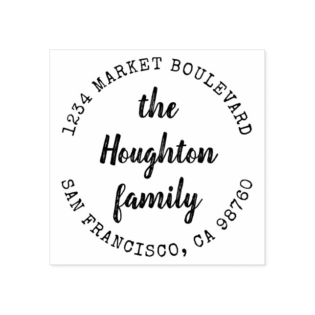 Anpassningsbar Rustic Script Family Namn Returadre Stämpel (Tryck)