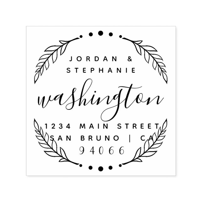 Anpassningsbar Rustic Script Ny gifta Returadress Självfärgande Stämpel (Design)