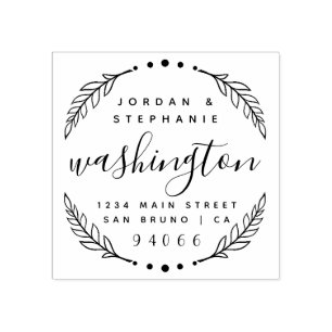 Anpassningsbar Rustic Script Ny gifta Returadress Stämpel