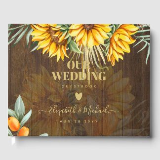 Anpassningsbar Rustic Sunblommor Pampas Grass Bröl Gästböcker