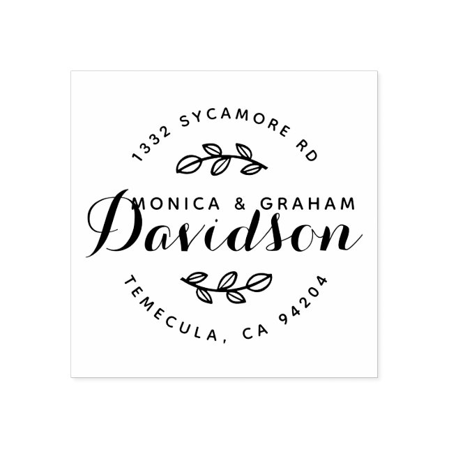 Anpassningsbar Rustic Typography | NY GIFTA ADRESS Stämpel (Tryck)