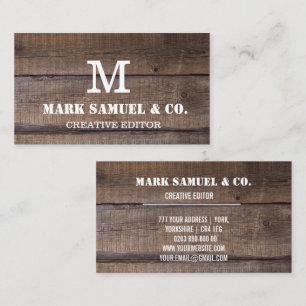 Anpassningsbar Rustic Wood Monogram Professionell Visitkort