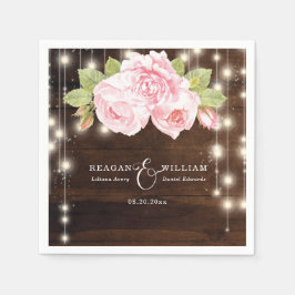 Anpassningsbar Rustic Wood String Ljus Ro Bröllop Pappersservett
