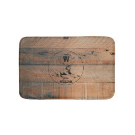 Anpassningsbar Rustic Wood Struktur & Hjort Monogr Badrumsmatta