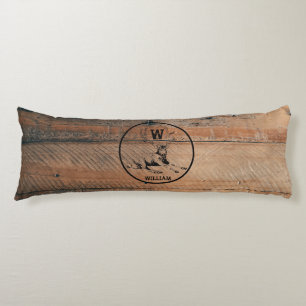 Anpassningsbar Rustic Wood Struktur & Hjort Monogr Kroppskudde