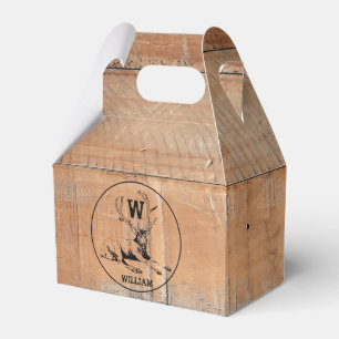 Anpassningsbar Rustic Wood Struktur & Hjort Monogr Presentaskar