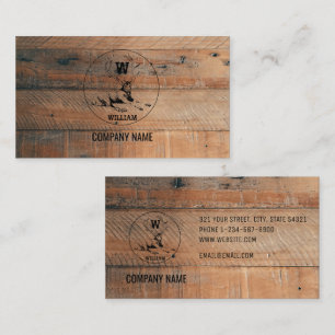 Anpassningsbar Rustic Wood Struktur & Hjort Monogr Visitkort