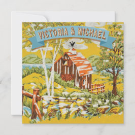 Anpassningsbar Rustic Woodland Barn Bröllopsinbjud Inbjudningar