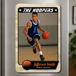 Anpassningsbar Rustik Basketspelare Foto Magnet