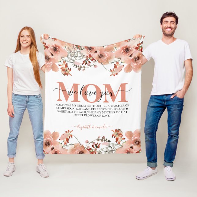 Anpassningsbar Rustik Chic Brun vattenfärg, persik Fleecefilt (På plats)