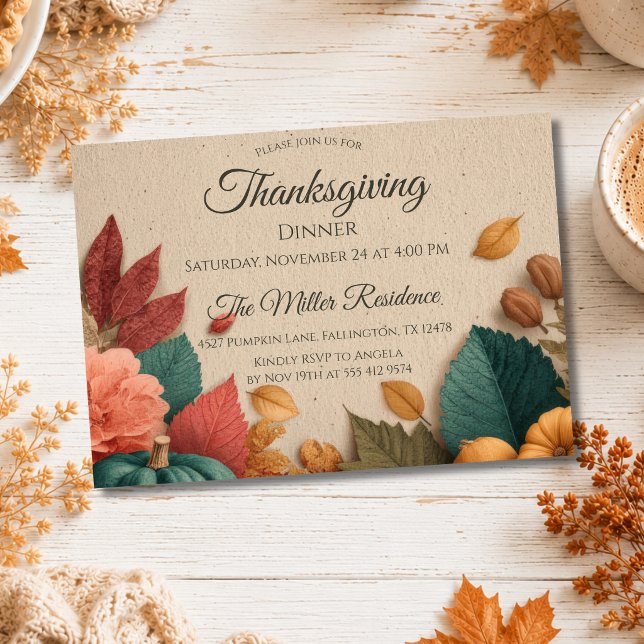 Anpassningsbar Rustik Höst Thanksgiving Inbjudan (Skapare uppladdad)