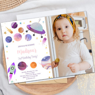 Anpassningsbar Rymden Kids Party Inbjudan
