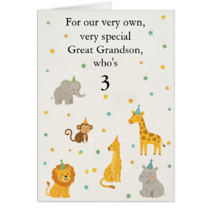 Anpassningsbar Safari Animal Kids Age Photo Birthd Hälsningskort