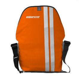 Anpassningsbar Safety Orange/White Tävla Rand Mess Kurir Väska