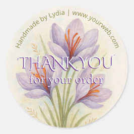 Anpassningsbar Saffron Watercolor Tack Runt Klistermärke