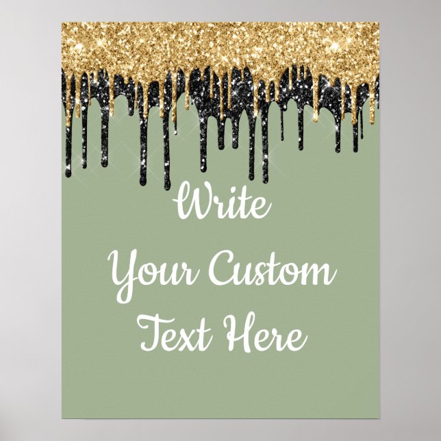 Anpassningsbar Sage Grönt Guld Glitter födelsemode Poster (Framsidan)